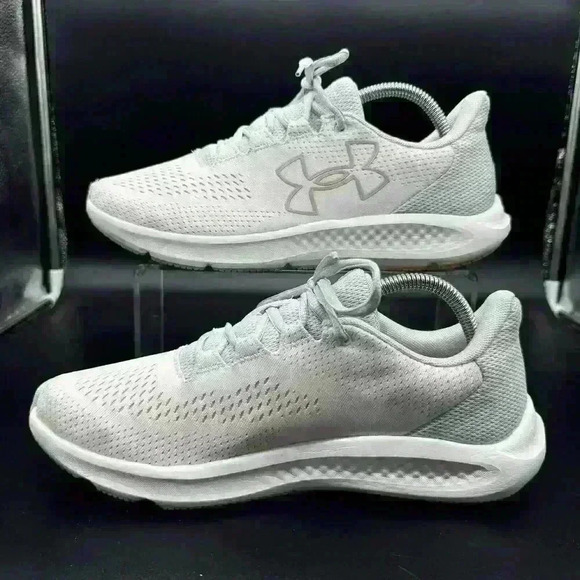 Under Armour Womens Charged Pursuit 3 Big Logo Shoes Pink/Gray Size 11 EUC CLEAN - Picture 2 of 7